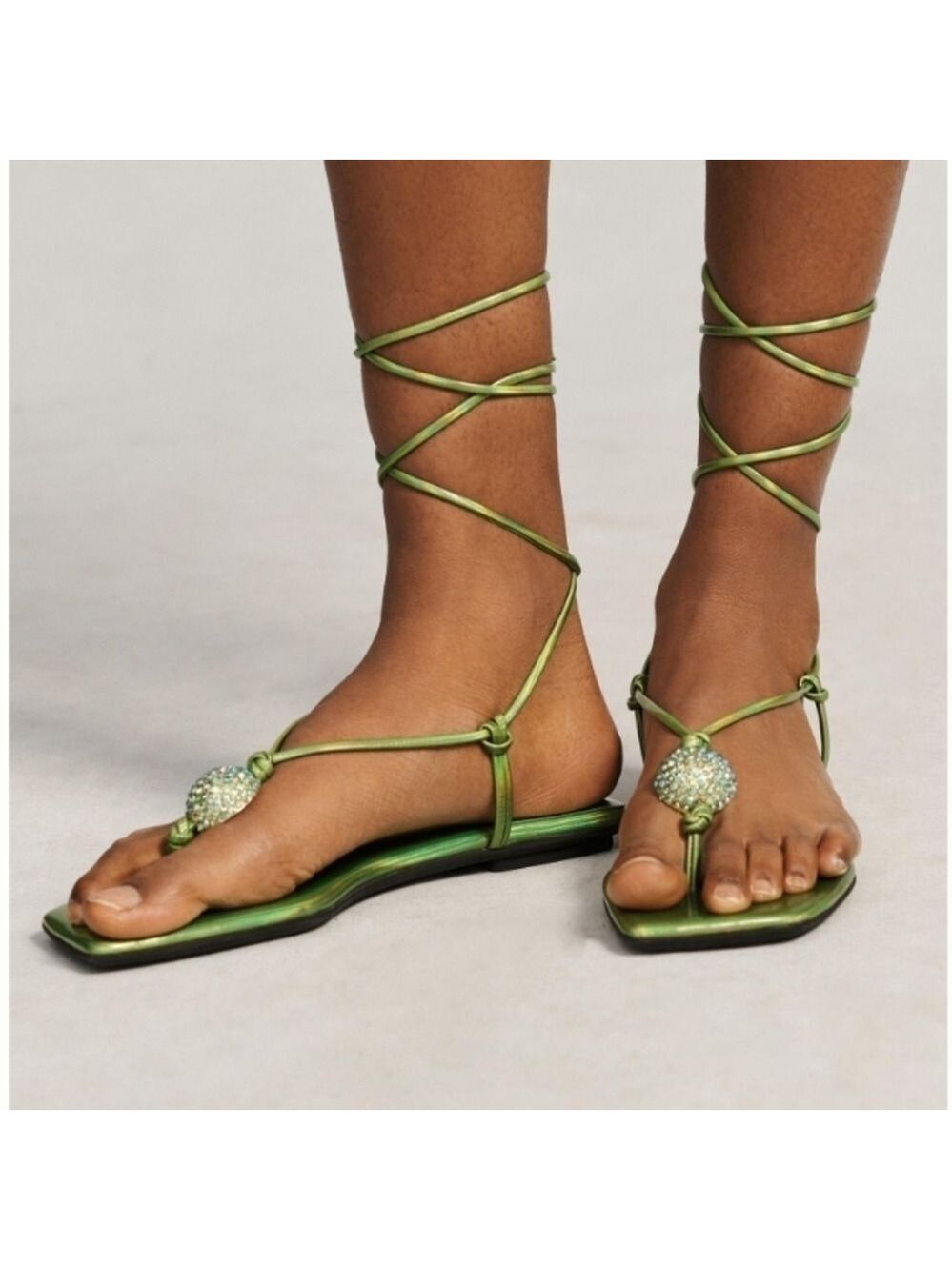 Jeffrey Campbell Weekender Wrap Around Sandal in Green Mirage